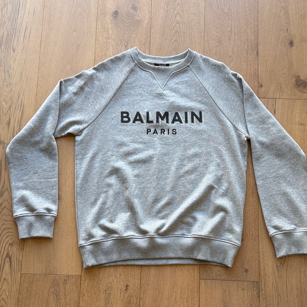 Balmain Light Gray Crewneck Sweater